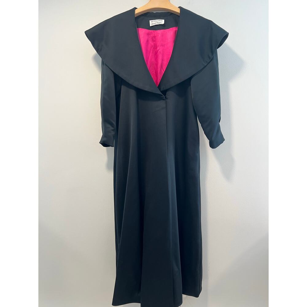 Victor Costa Fuchsia Strapless Evening Gown with Black Coat - Picture 10 of 16
